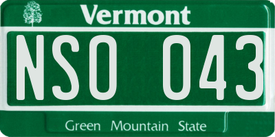 VT license plate NSO043