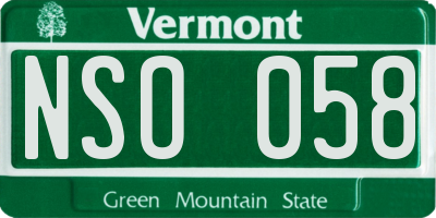 VT license plate NSO058