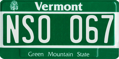 VT license plate NSO067