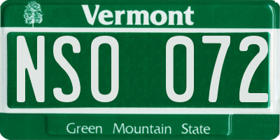 VT license plate NSO072