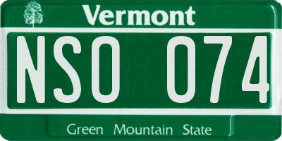 VT license plate NSO074