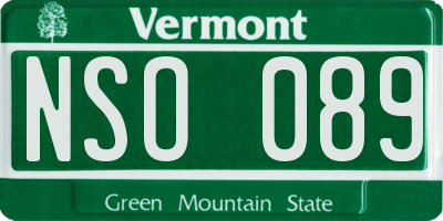 VT license plate NSO089