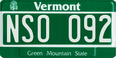 VT license plate NSO092