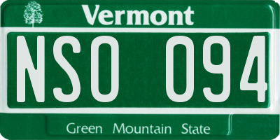VT license plate NSO094