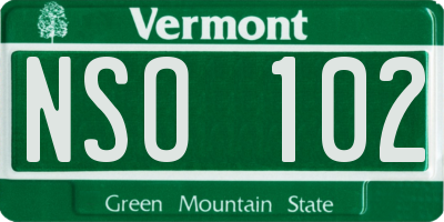 VT license plate NSO102