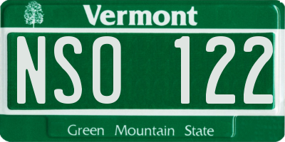 VT license plate NSO122