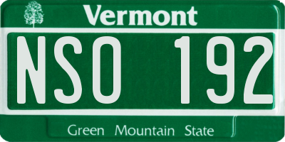 VT license plate NSO192