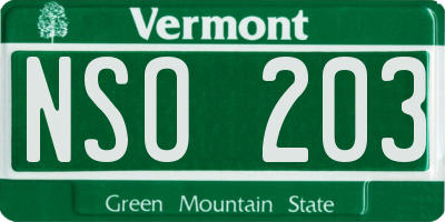 VT license plate NSO203