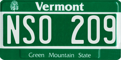 VT license plate NSO209