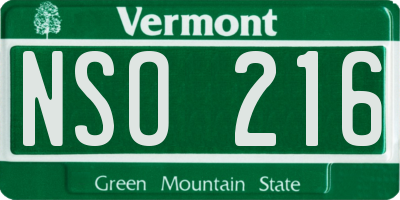 VT license plate NSO216