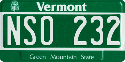 VT license plate NSO232