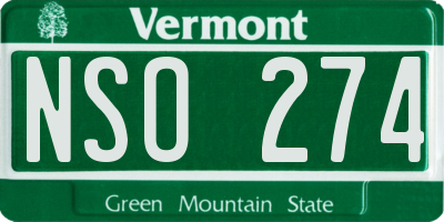 VT license plate NSO274
