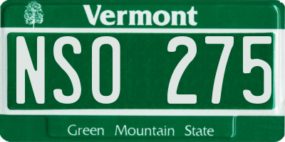 VT license plate NSO275