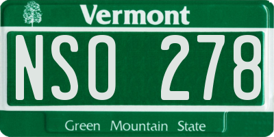VT license plate NSO278