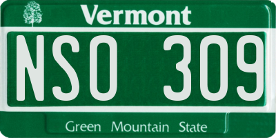VT license plate NSO309