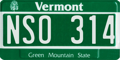 VT license plate NSO314