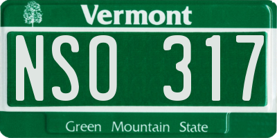 VT license plate NSO317