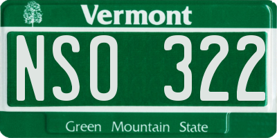 VT license plate NSO322
