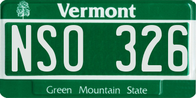VT license plate NSO326