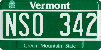 VT license plate NSO342