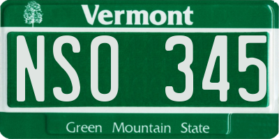 VT license plate NSO345