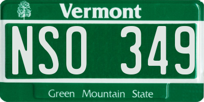 VT license plate NSO349