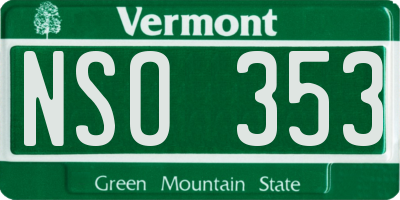 VT license plate NSO353