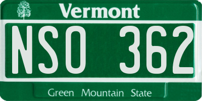 VT license plate NSO362