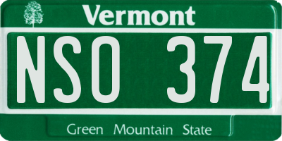 VT license plate NSO374
