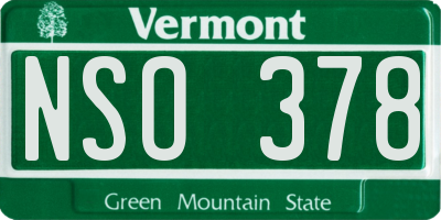 VT license plate NSO378