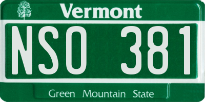 VT license plate NSO381