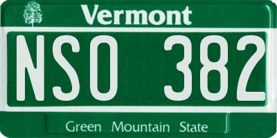 VT license plate NSO382