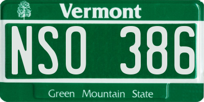 VT license plate NSO386