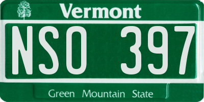 VT license plate NSO397