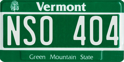 VT license plate NSO404