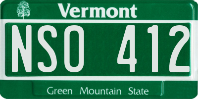 VT license plate NSO412