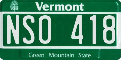 VT license plate NSO418