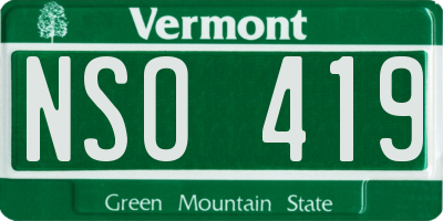 VT license plate NSO419