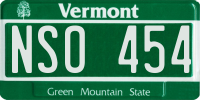 VT license plate NSO454