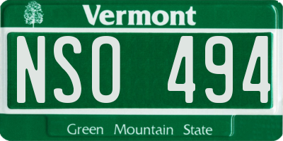 VT license plate NSO494