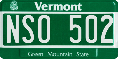 VT license plate NSO502