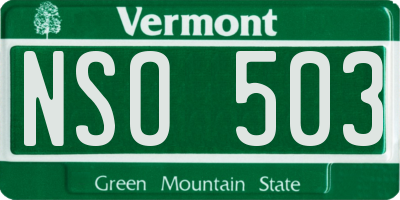 VT license plate NSO503