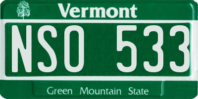 VT license plate NSO533