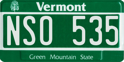 VT license plate NSO535