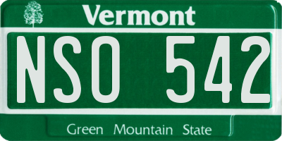 VT license plate NSO542