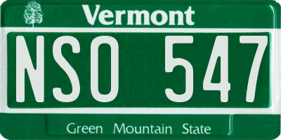 VT license plate NSO547