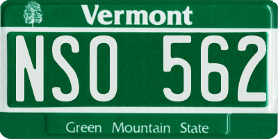 VT license plate NSO562