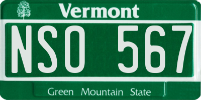 VT license plate NSO567