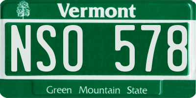 VT license plate NSO578