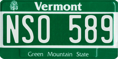 VT license plate NSO589